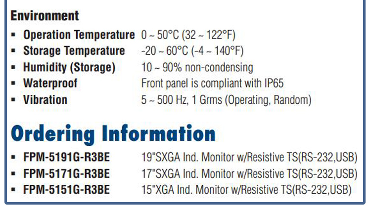 全新研華 工業等級平板顯示器FPM系列 15寸工業顯示器 FPM-5151G