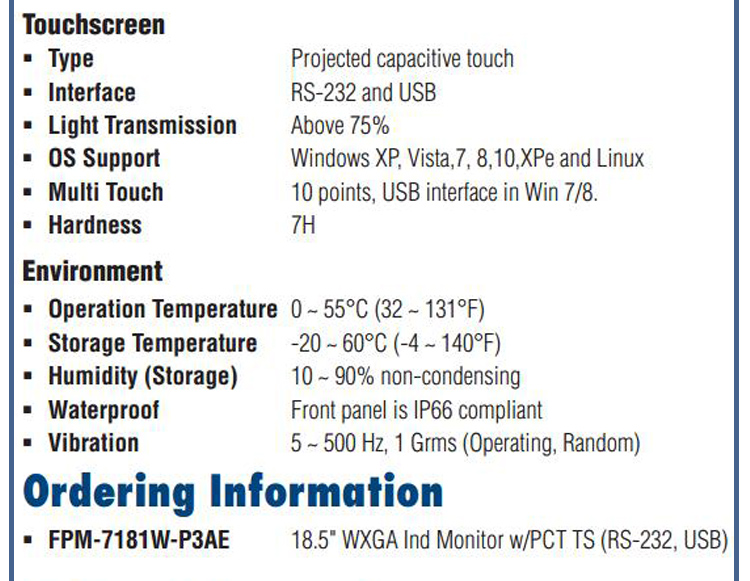 全新研華 工業等級平板顯示器FPM系列 17寸工業顯示器 FPM-7181W