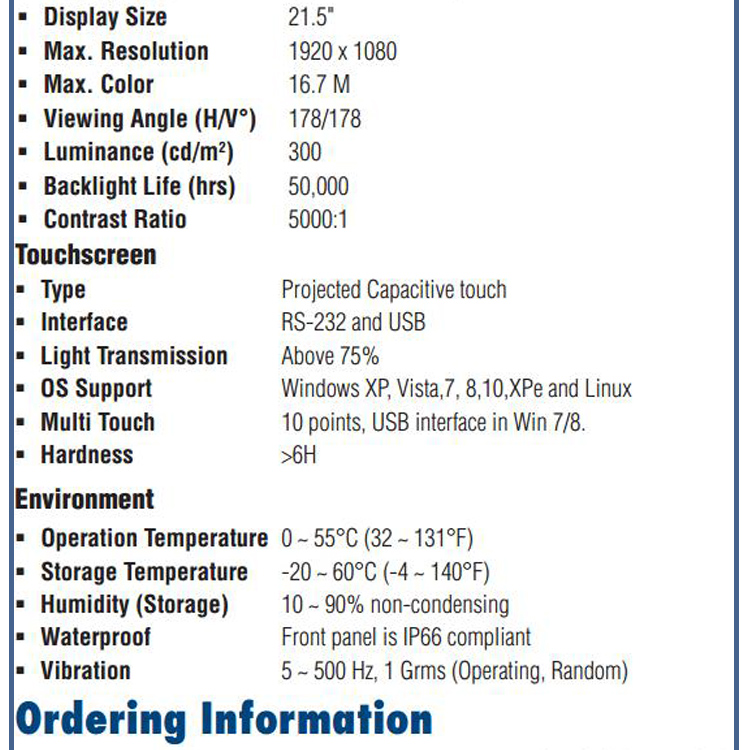 全新研華 工業等級平板顯示器FPM系列 17寸工業顯示器 FPM-7211W