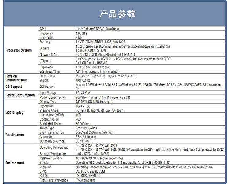 全新研華 嵌入式無風扇工業(yè)平板電腦 無噪音低功耗 PPC-3150S