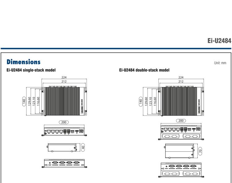 研華Ei-U2484 Regular-Size Modular Box Platform (MBP) with Intel ? Core? i5-7300U Processor, 4 x GbE, 1 x mPCIe, 1 x HDMI, and 1 x DP