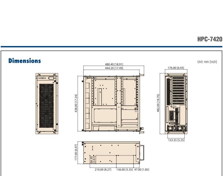 研華HPC-7420 用于EE-ATX/EATX/ATX主板的4U 短深度服務器機箱，帶有11個FH/FL擴展插槽