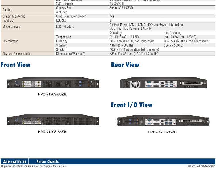 研華HPC-7120S 1U 上架式服務器短機箱，適用Micro ATX/ATX 服務器主板，支持1*全高/半長PCIe x16擴展插槽