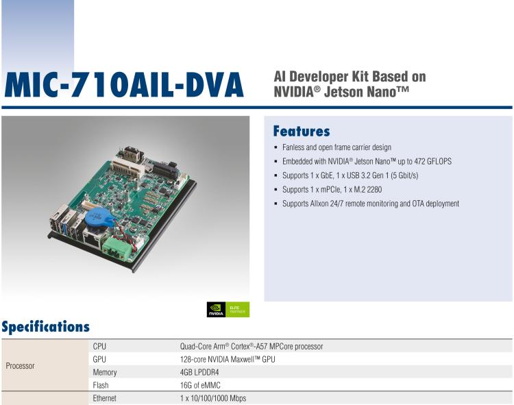 研華MIC-710AIL-DVA1 NVIDIA? Jetson Nano? 開發板