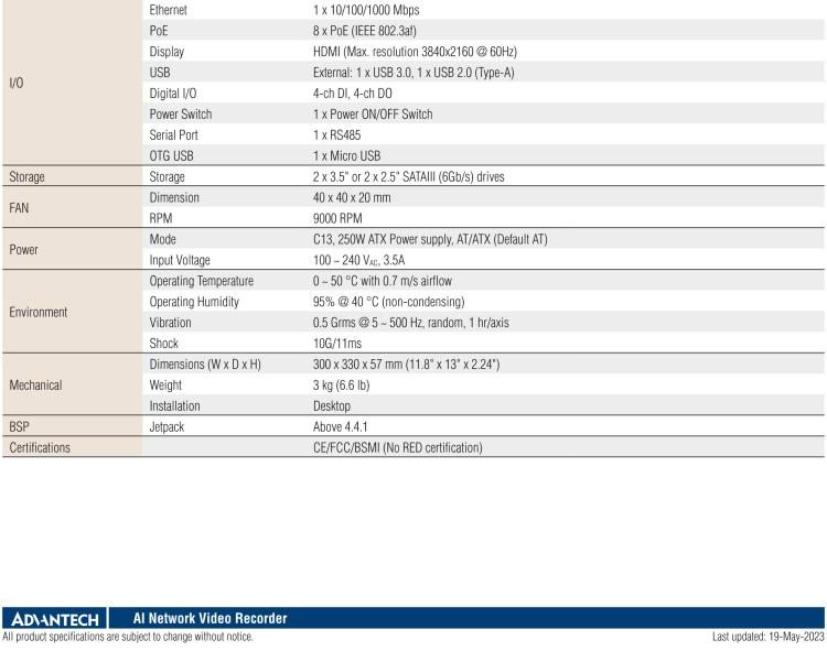 研華MIC-710IVX 基于 NVIDIA? Jetson? Xavier NX 8ch AI 系統