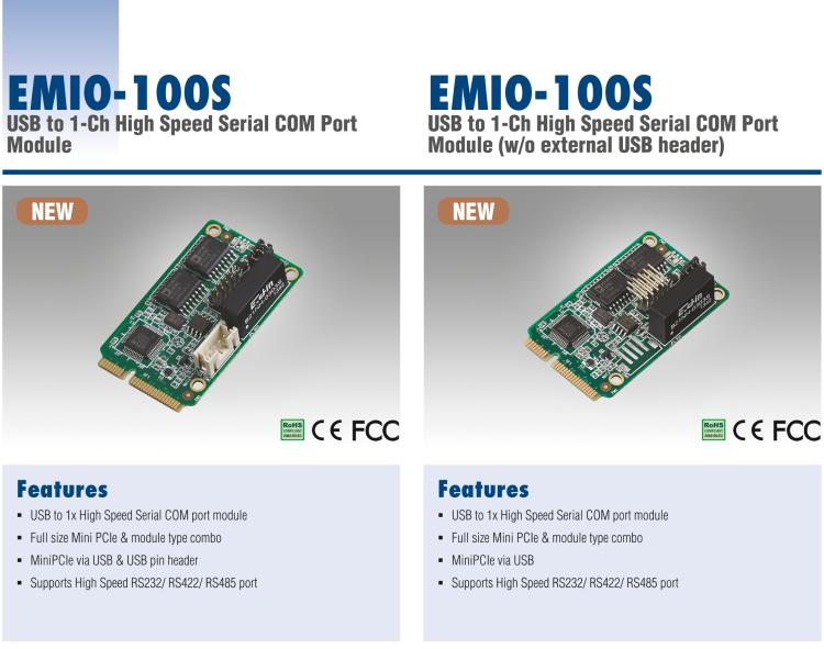 研華EMIO-100S 高速串行 COM 模塊，1 路，USB I/F