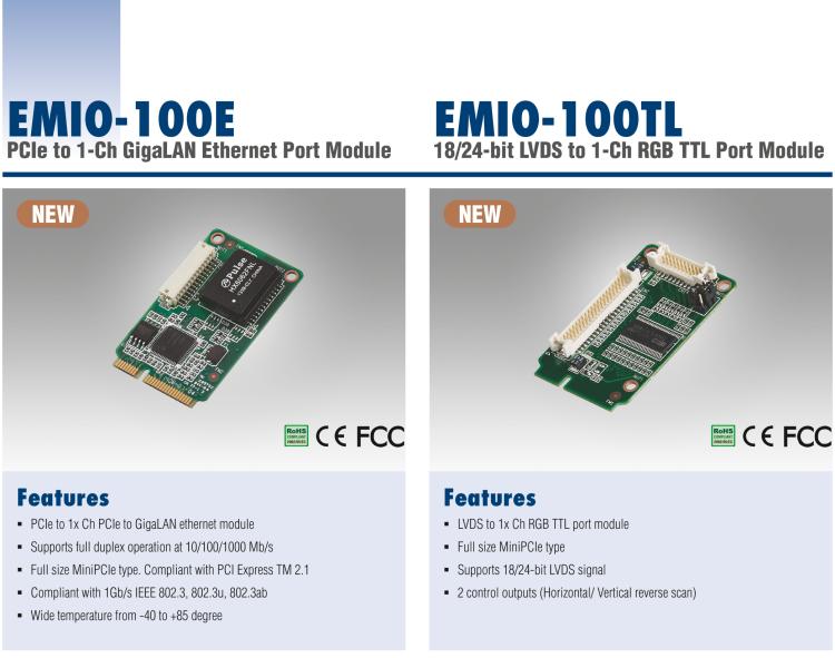 研華EMIO-100E GigaLAN 以太網(wǎng)模塊、1-Ch、PCIe I/F