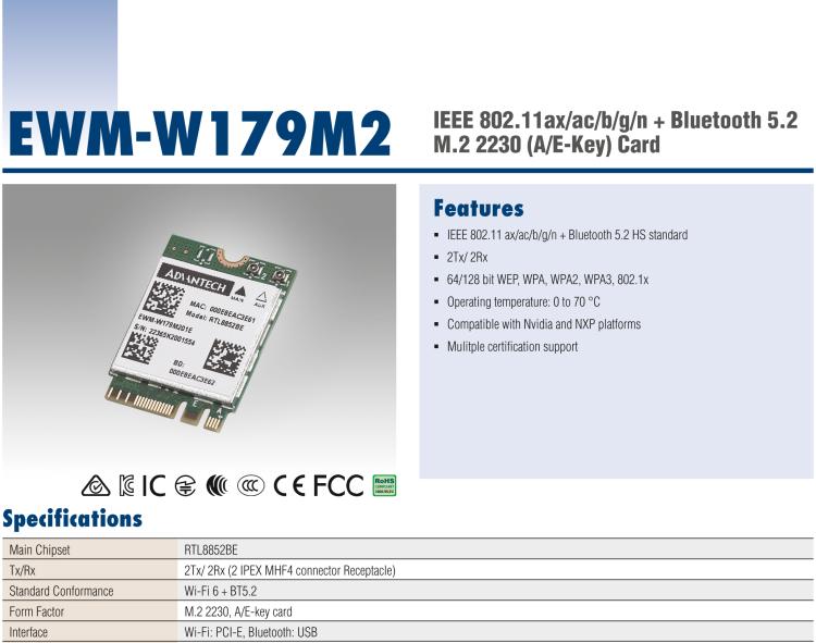 研華EWM-W179 入門級 Wi-Fi 6 解決方案，支持多種操作系統和認證