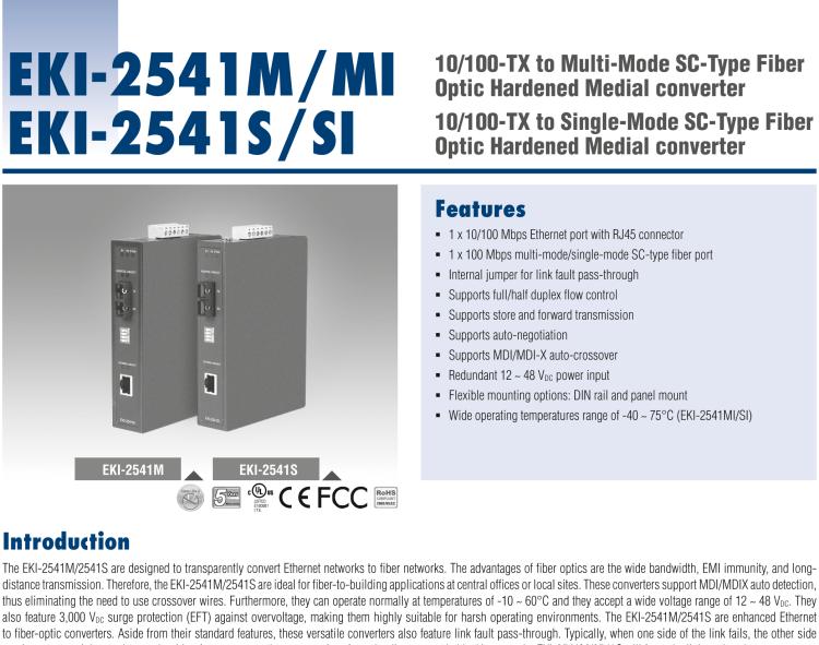 研華EKI-2541M 工業級百兆多模光電轉換器