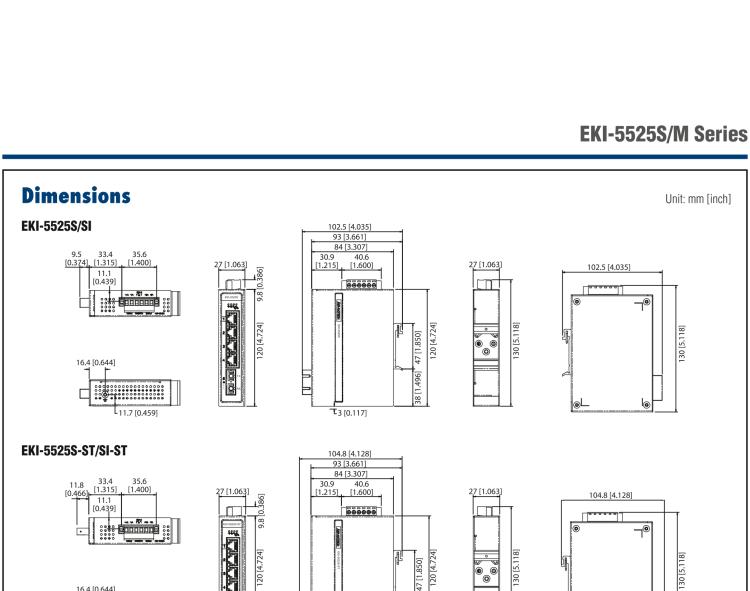 研華EKI-5525SI-ST 1光4電百兆ProView(組態(tài))系列工業(yè)以太網(wǎng)交換機(jī)（包含單模/多模、SC/ST接口）