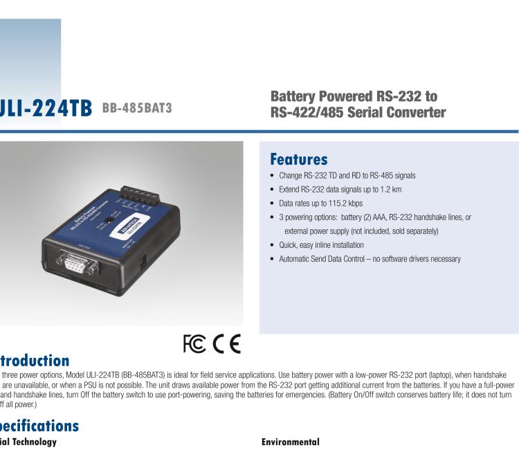 研華BB-485DRCI-PH ULI-224TE 重型工業 RS-232 至 RS-422/485 隔離轉換器