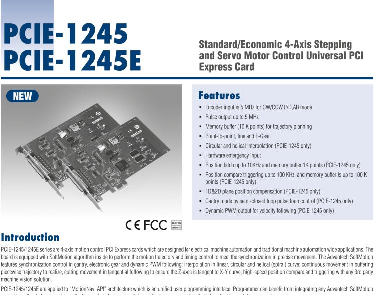 研華PCIE-1245E 通用型經濟4軸步進和伺服電機控制PCI總線卡