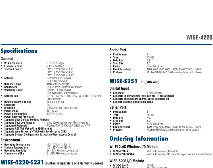 研華WISE-4220-S231 內置溫濕度傳感器物聯網無線傳感器節點