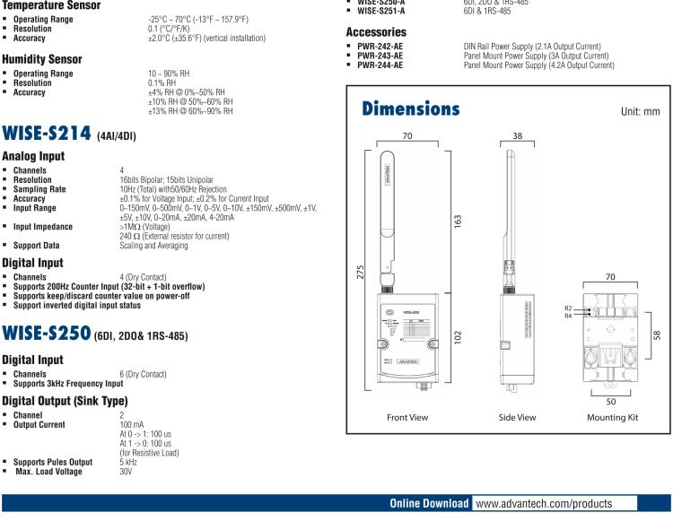 研華WISE-4220-S231 內置溫濕度傳感器物聯網無線傳感器節點