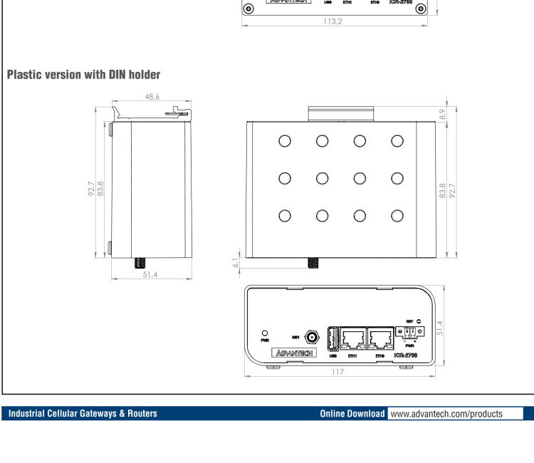 研華ICR-2701W ICR-2700, GLOBAL, 2× ETH, USB, WiFi, Metal, No ACC