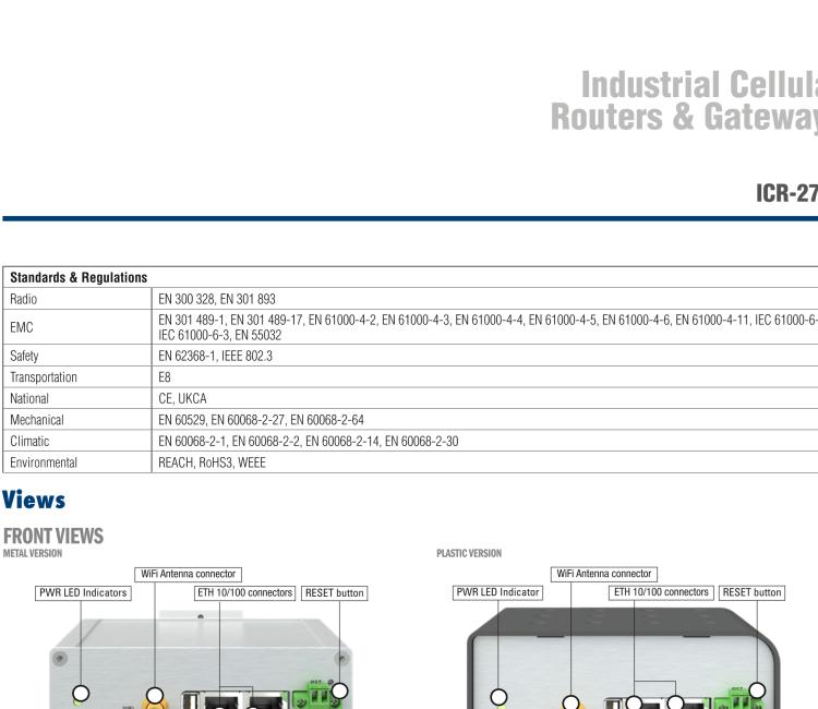 研華ICR-2701 ICR-2700, EMEA, 2x Ethernet, USB, Metal, Without Accessories