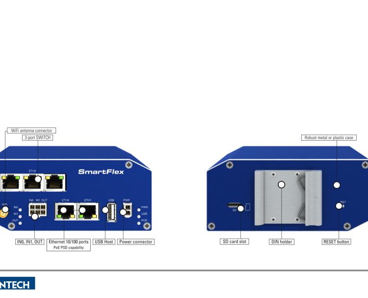 研華BB-SR30010115-SWH SmartFlex, Global, 5x Ethernet, Wi-Fi, Plastic, International Power Supply (EU, US, UK, AUS)