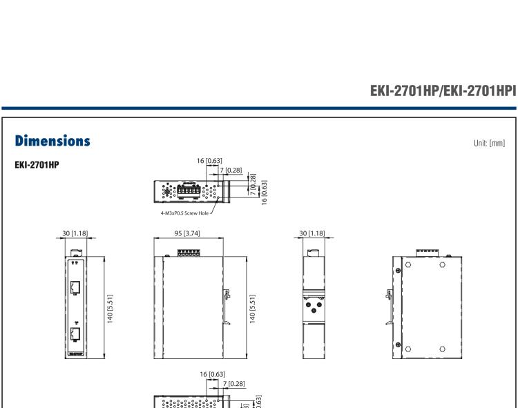 研華EKI-2701HPI IEEE 802.3af/at 工業寬溫型PoE分離器