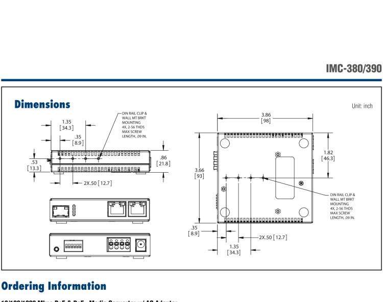 研華IMC-380-SFP Mini PoE Media Converter, 1000Mbps, SFP (also known as MiniMc 857-11811TG)