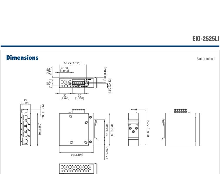 研華EKI-2525LI 5口百兆緊湊型非網管工業以太網交換機