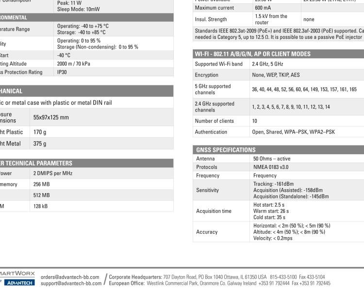 研華BB-SR30808315-SWH SmartFlex, AUS/NZ, 2x Ethernet, 1x RS232, 1x RS485, PoE PSE, Plastic, International Power Supply (EU, US, UK, AUS)