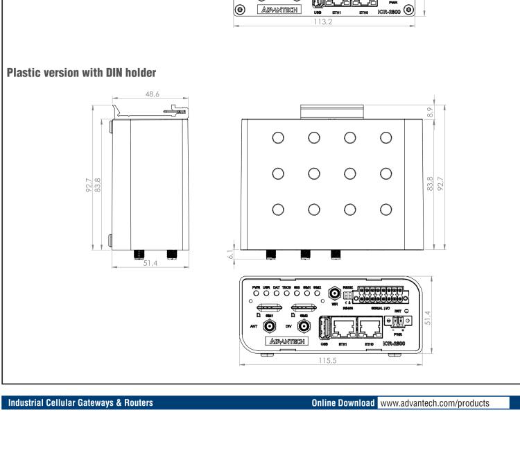 研華ICR-2834W ICR-2800, EMEA, 2x Ethernet, 2× RS232/RS485, USB, Wi-Fi, Metal, Without Accessories