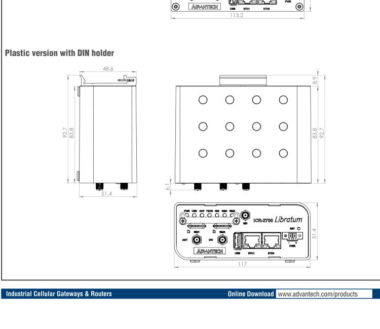 研華ICR-2734W ICR-2700, EMEA, 2x Ethernet, USB, Wi-Fi, Metal, Without Accessories