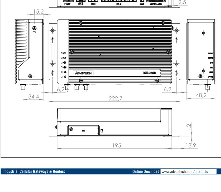 研華ICR-4401W1 ICR-4400, GLOBAL, 5× ETH, 1× RS232, 1× RS485, CAN, WIFI, SFP, USB, SD, No ACC