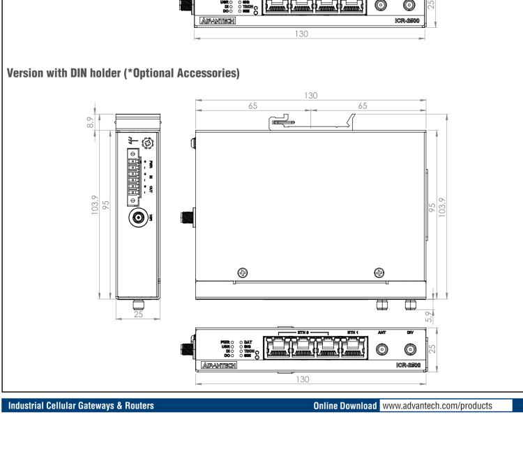 研華ICR-2531W ICR-2500, EMEA, 4x Ethernet , Wi-Fi, Metal, Without Accessories