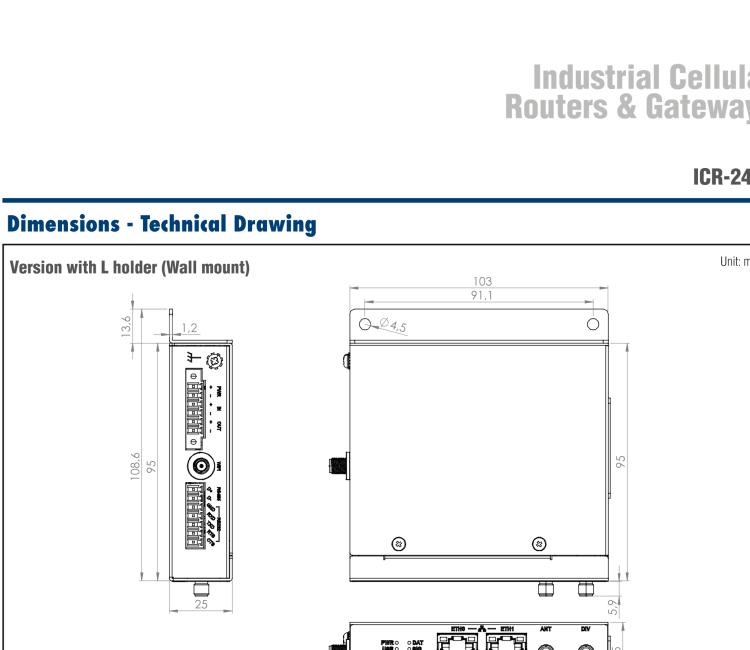 研華ICR-2431 ICR-2400, EMEA, 2x Ethernet , 1x RS232, 1x RS485, Metal, Without Accessories