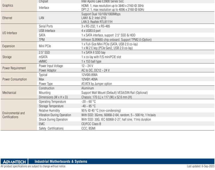 研華EPC-U2217 Intel Atom第六代Apollo Lake無風(fēng)扇嵌入式工控機，3LAN，板載eMMC，CANBUS