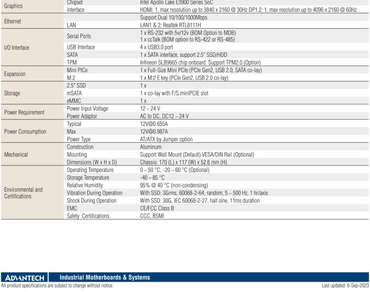 研華EPC-U2117 Intel Atom第六代Apollo Lake無風扇嵌入式工控機，板載eMMC，CANBUS