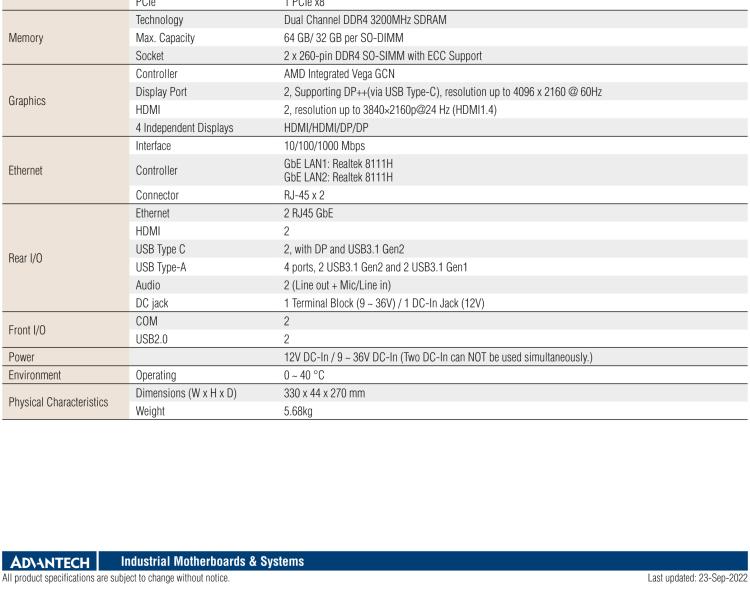 研華EPC-T3229 適配AMD V2748 處理器。擁有1個全高PCIe擴展位，1U高度，支持上架。適用于邊緣AI等行業。