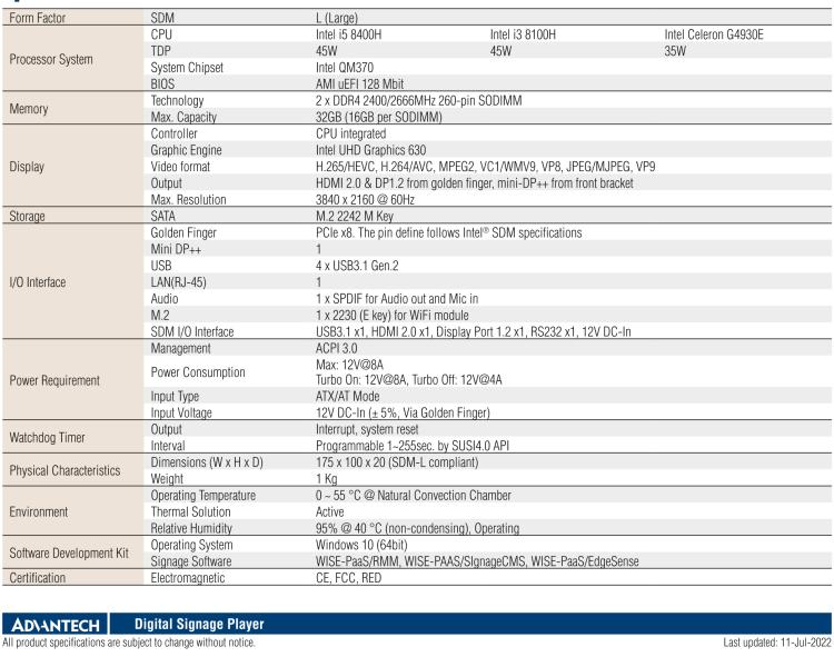 研華DS-200 Intel ? 第八代 Core? i3/i5 SDM，支持4K三顯的數字標牌播放器