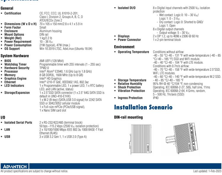 研華UNO-410 Explosion-Proof DIN-Rail Gateway with Intel? Atom? E3940