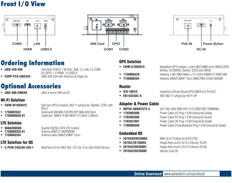 研華UNO-420 采用 Intel? Atom? E3815 的行業專用計算機