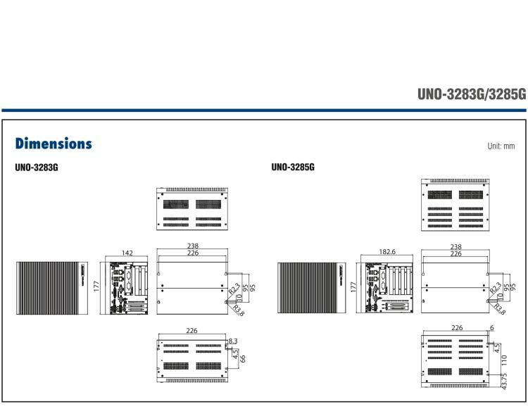 研華UNO-3285G 高效能嵌入式無風扇工業電腦，搭配Intel? Core? i 處理器，4×PCI(e) 擴展槽, 2×GbE, 2×mPCIe, HDMI, DVI-I