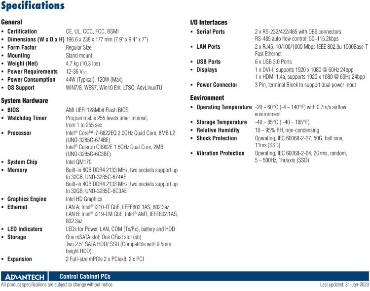 研華UNO-3285C 搭配Intel? Core?處理器，4×PCI(e) 擴(kuò)展槽，2 x GbE, 2 x mPCIe, HDMI, DVI-I