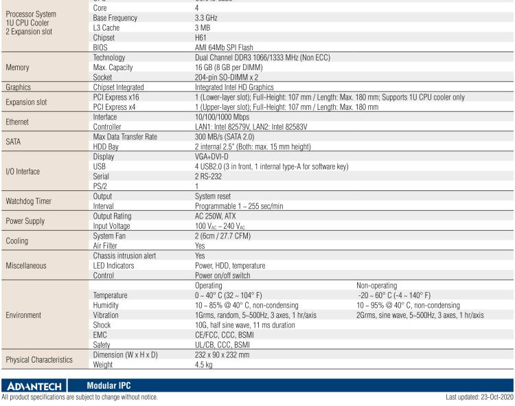 研華AiMC-3200 智能微型工控機，Intel Core i7/i5/i3 CPU,2 擴展槽，250W 80 Plus PSU