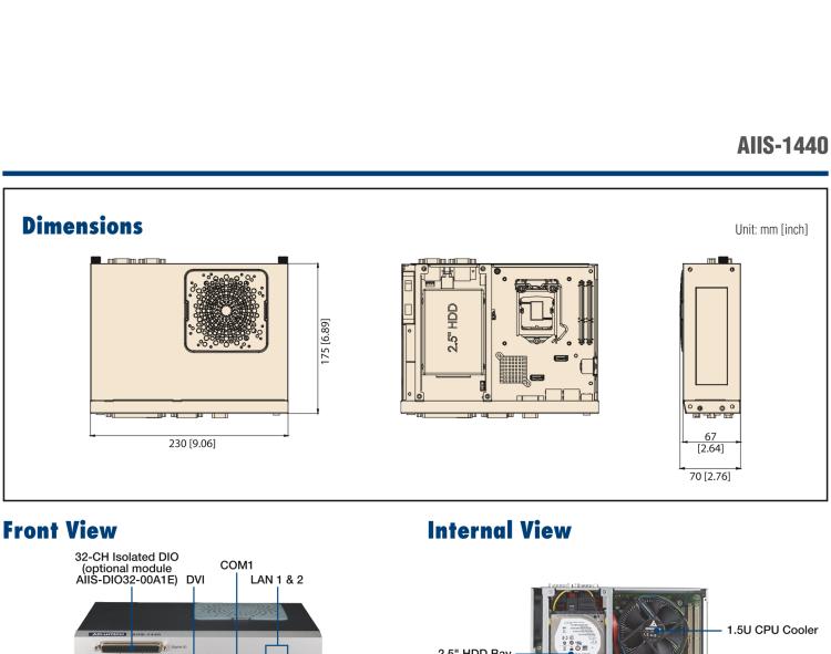 研華AIIS-1440 機器視覺工控機，USB3.0 CAM 緊湊型系統,支持英特爾酷睿? i7/i5/i3 CPU,4通道專用USB3.0控制器