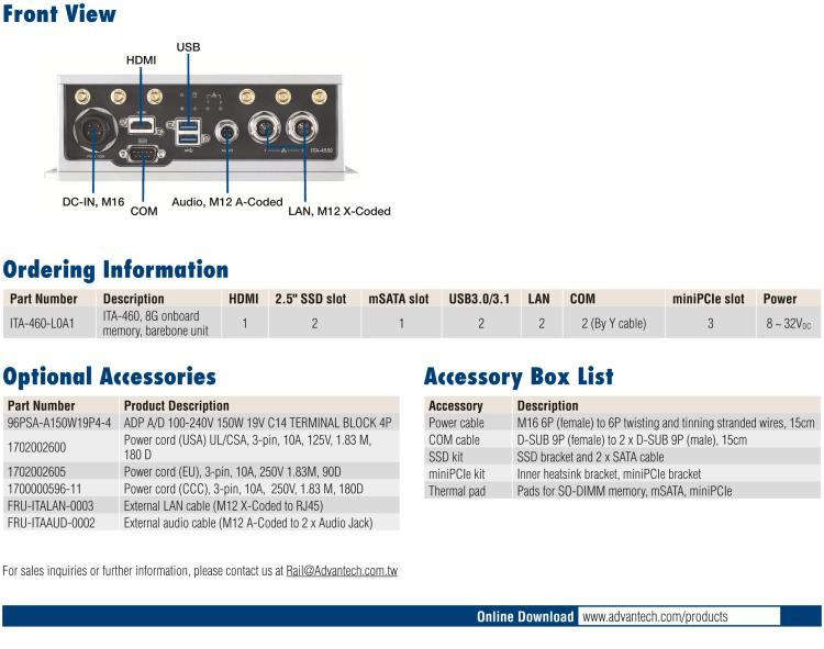 研華ITA-460 Intel?第八/九代Core? i CPU車載 AI計算單元