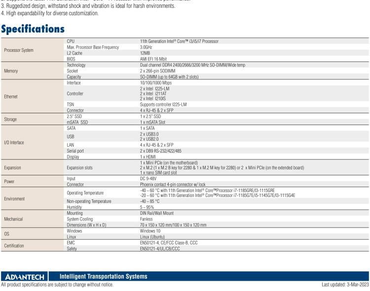 研華ITA-260 英特爾第11代酷睿 i 處理器 路側(cè)&軌旁專用無風(fēng)扇系統(tǒng)