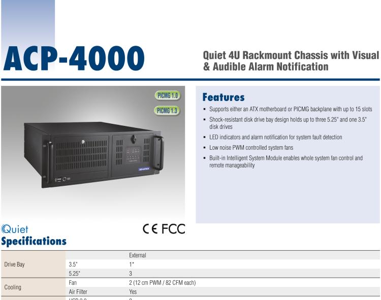 研華ACP-4000 4U上架式機箱，支持LED指示 & 聲音警報通知