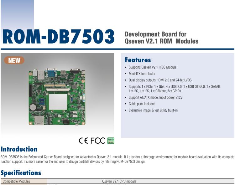研華ROM-DB7503 Qseven V2.1 ROM 核心板的開發板