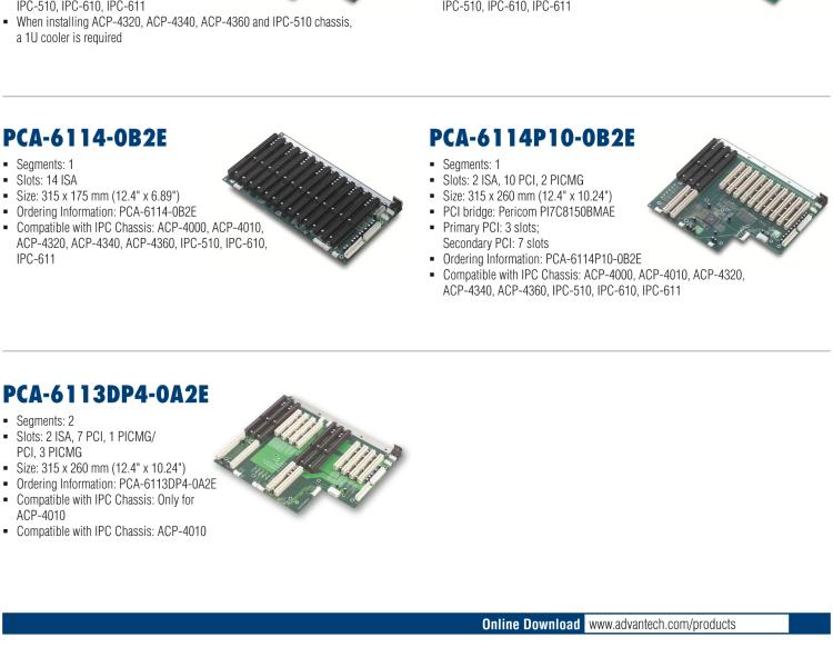 研華PCA-6106-0B2E 帶 6 個 ISA 槽的單系統 6 槽底板