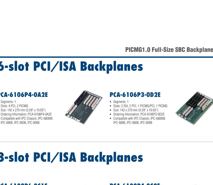 研華PCA-6106P3 6-slot 2ISA, 2PCI,1PICMG,1PICMG/PCI Backplane