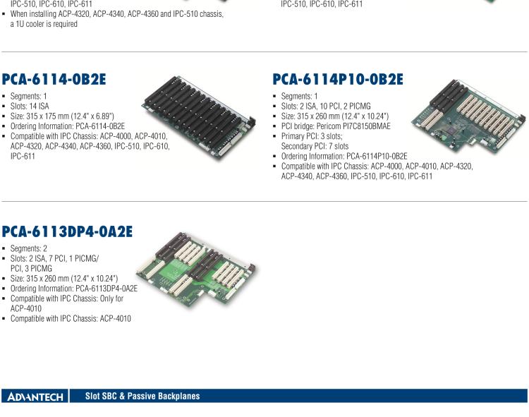 研華PCA-6114P10-0B2E 14 槽 PICMG BP, 2個ISA槽, 1個0PCI槽, 2個PICMG槽