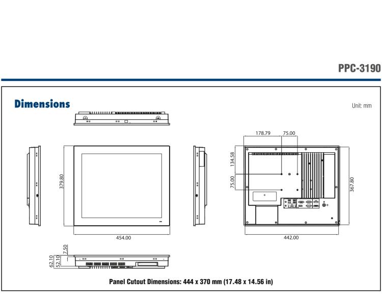 研華PPC-3190-RE4BE 19" 無風扇工業平板電腦, 搭載 Intel? Atom? E3845 四核心處理器