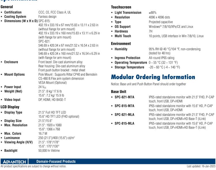 研華SPC-821(M) 21.5英寸集成控制工業顯示器