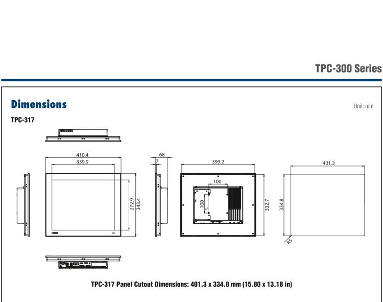 研華TPC-317 17" SXGA TFT LED LCD工業平板電腦，搭載第八代Intel?Core?i3/ i5/ i7處理器，內置8G DDR4 RAM